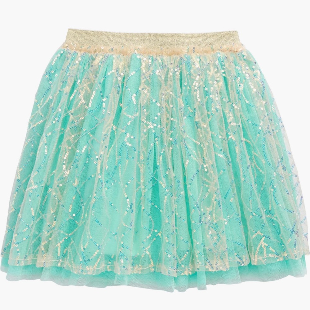 Truly Me Gold and Teal Sparkle Skirt size 6